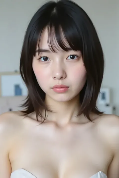 (( Premium Quality,  8k )), ((masterpiece)), ( details),    、dark hair,  Japanese girls,   first-person view   ,One Woman, a plump woman, petite woman ,   sexy,(  full nude, in the bedroom),(((    Super Giant Bust ,    full nude,  beautiful breasts,  short...