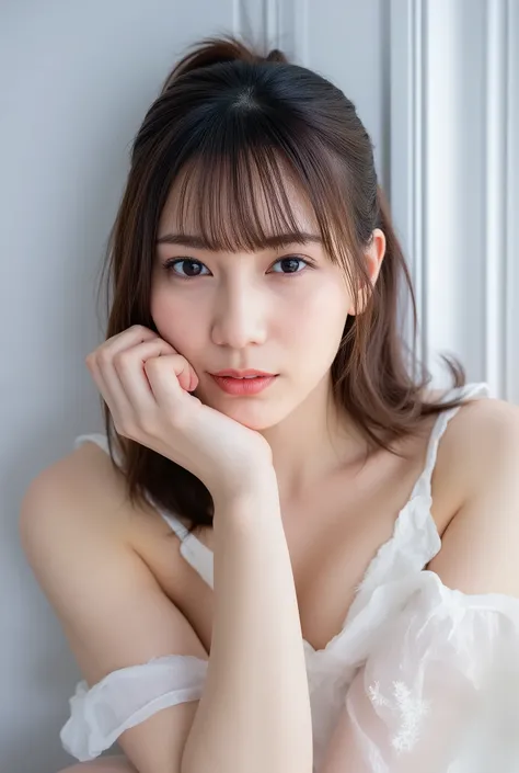 38-year-old woman、looking at camera、Model、top quality、high image quality、big boobs、thin waist with healthy portrayals、depicts everything from thigh to head、sexy girl