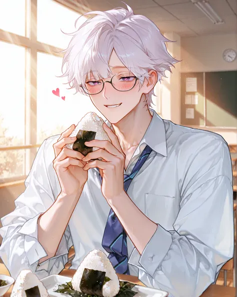 masterpiece, best quality, amazing quality, very aesthetic, high resolution, ultra-detailed, absurdres, newest, scenery,
{1boy, male focus, masculine beauty, naughty face, ((blush)), diagonal bangs, short hair, light bronze hair, purple eyes, heart-shaped ...