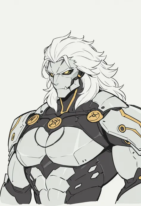 masterpiece, best quality, amazing quality, very aesthetic, humanoid warforged, dnd warforged, handsome, fantasy, short mane hair, detailed musculature, muscles coverd by scaly armor, balanced yet muscular physique, thick arms and legs, wide bulky chest an...