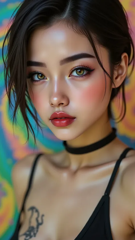 realistic (photorealistic Realism) , (Key Directive: - "The priority is the anatomical accuracy and texture of the materials" - "Ultra-sharp human eyes with biological accuracy") (ultra realistic texture details: velvety skin, hair), (dark hair (short hair...