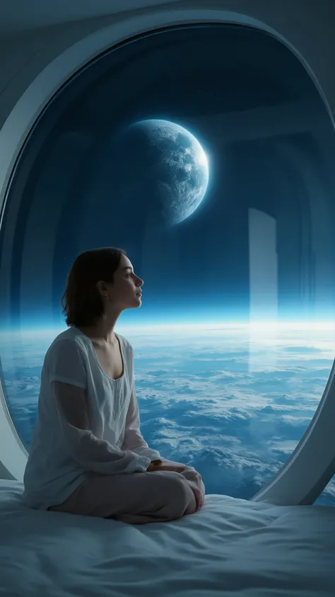 highdefinition picture、Space Camp、Space Hotels、A girl wakes up in a glass-walled room、A girl wakes up in a glass room with a view of the Earth and the Moon