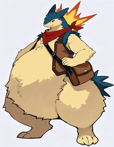 full body, furry typhlosion, wide bottom, heavy bottom, wided legs, long digitigrade leg, giant pearshape body, no nipple,detailed face,4k ultfigurelity, (4k half body view:1.0),(detailed face),ultra high detailed body,feral typhlosion,enormous body,(small...