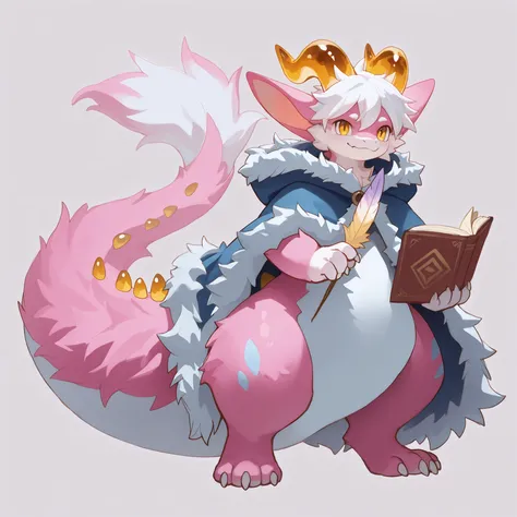 full body, furry, dragon, wide bottom, heavy bottom, wided legs, long digitigrade leg, giant pearshape body, no nipple,detailed face, pink fur,4k ultfigurelity, (4k half body view:1.0),ultra high detailed body,feral dragon,(cute face:1.3),pink fur,golden e...