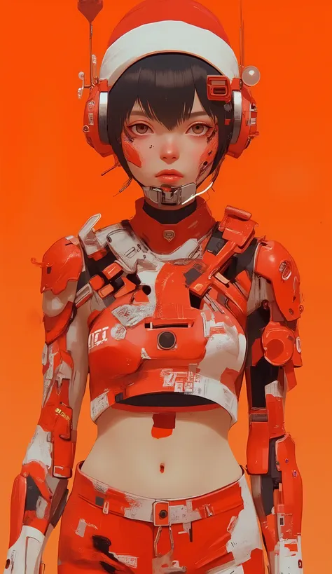 her arms and legs are adorned with, Digital Illustration Style, 、Adventurous. but。Modern, Top and shorts, with her looks、incorporates elements of celebration、それ以外teethタフな彼女のペルソナ. 彼女の目teeth鋭い, almost fiery red, vivid white young woman. キャラクターの衣装teeth、さまざまな戦...