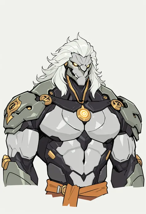masterpiece, best quality, amazing quality, very aesthetic, humanoid warforged, dnd warforged, handsome, fantasy, short mane hair, detailed musculature, muscles coverd by scaly armor, balanced yet muscular physique, thick arms and legs, wide bulky chest an...