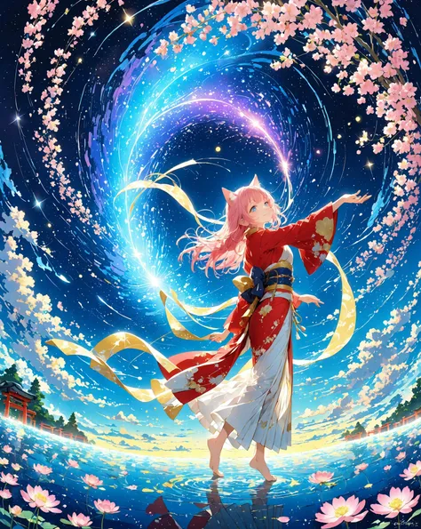 FLUX style, ultra-detailed panoramic cinematic masterpiece — A vast starry night sky stretches endlessly above, filled with countless shimmering constellations and a radiant Milky Way glowing across the heavens. Shooting stars streak gently through the ind...