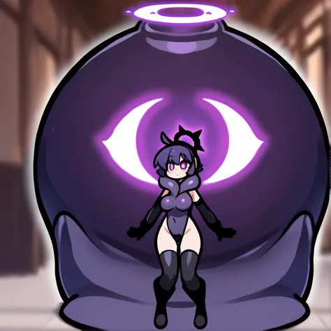 {soundness}, {sfw}, Simple Drawing, cute, anime, handwritten, {many glowing purple keyholes on costumes}, {many purple eyes}, 1girl, {{two eyes}},  {left breast with round latex}, {right breast with round latex}, {crotch with round latex}, {glowing purple ...