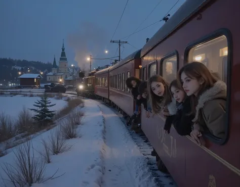 Winter Train night, Russian Geography, Saint-Pietersburg City,