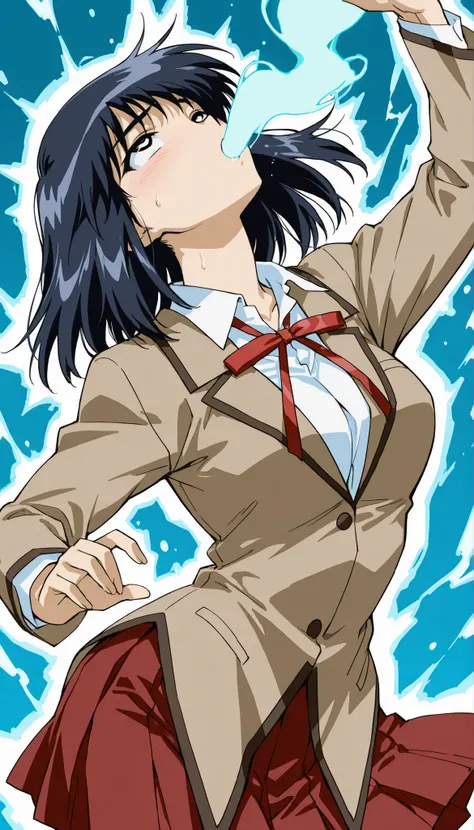 {masterpiece,best quality } {  }
BREAK
{ School_Rumble_Artstyle_LoRA : Anime_artstyle_Lora :  : NSFW , } 
BREAK
{ 1girl ,, mikoto suou, short hair, dark blue hair, black eyes
skirt, school uniform, red skirt, ribbon, red ribbon, shirt, white shirt, collare...