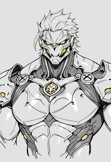 masterpiece, best quality, amazing quality, very aesthetic, humanoid warforged, dnd warforged, handsome, fantasy, short hair, detailed musculature, muscles covered by scaly armor, balanced yet muscular physique, thick arms and legs, wide bulky chest and sh...