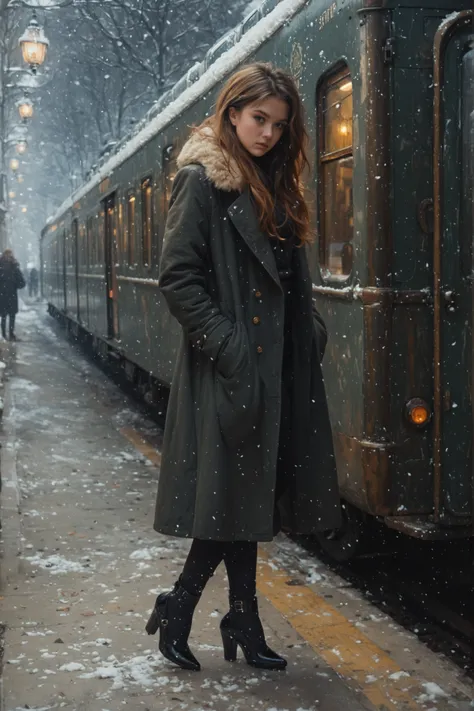 (masterpiece, ultra-detailed, 8K, painterly lighting)
Winter Night Train, young woman, coat, high heels, melancholy
Stable_Yogis_PDXL_Positives