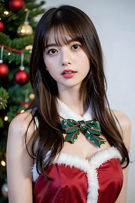 one girl, Woman, masterpiece, top quality, top quality, CINEMA LIGHTING, (Collar with Christmas bells), Very Detailed CG unity 8K Wallpaper, Concentrated, 8K Wallpaper, Very Detailed, super real, realistic, Clear focus, ridiculous, (High Resolution:1.2), (...