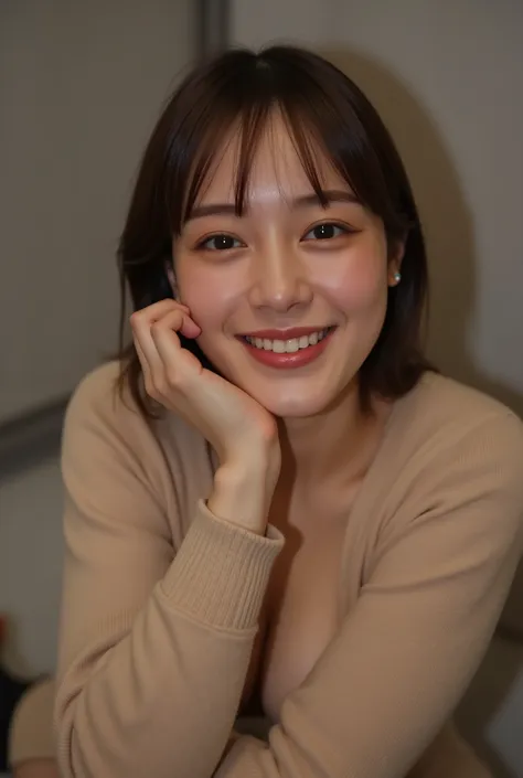 Genuine, nsfw,  High Res Images ,  masterpiece,  以上から最High Quality ,  High Quality ,  Very Detailed,  MORE INFO,  vivid details,  sharp concentration , Professional Light ,  Alone,  1 girl,  young Japanese woman, Up to , (( brown hair, pixie cut )), ((  ta...