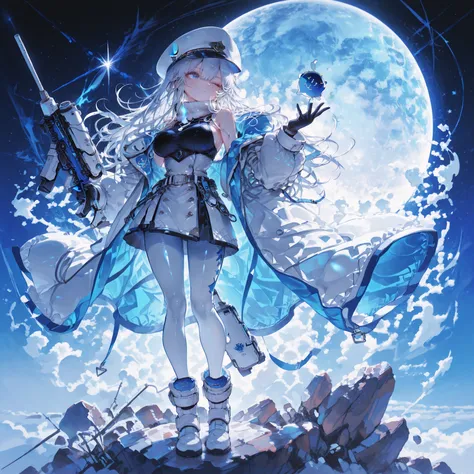 best image quality,High Quality,Super-resolution,solo,hololive,Vtuber,tall(195 cm or more),boob size is bigger than a g cup,Big Breasts,Side boobs are showing,blue and white hair,long hair(white blood cell 1196 hair),hair grow over 2 meters, bangs complete...