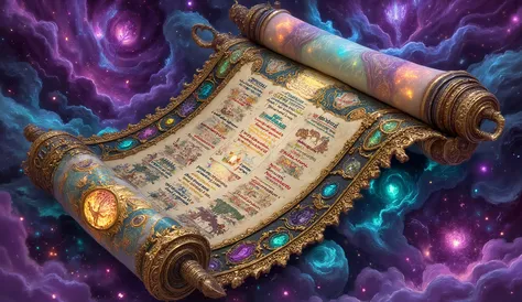 An ancient, glowing scroll unfurling the endless Naughty List, rendered in a mystical style.