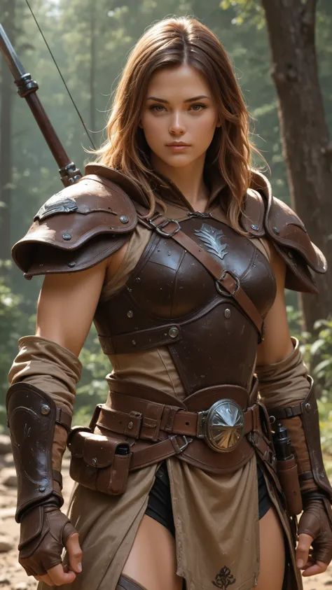 Wilderness Hunter、dynamic action、Cowboy Shot、realistic portrait