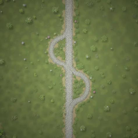 planar two-dimensional image of the map top view in the form of a board game mat elven lawn with white marble brick paths