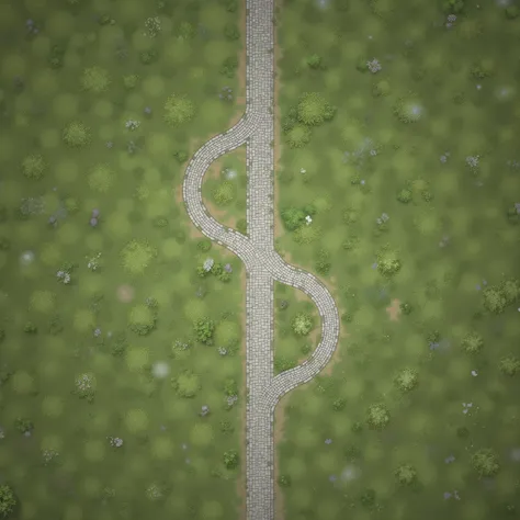 planar two-dimensional image of the map top view in the form of a board game mat elven lawn with white marble brick paths