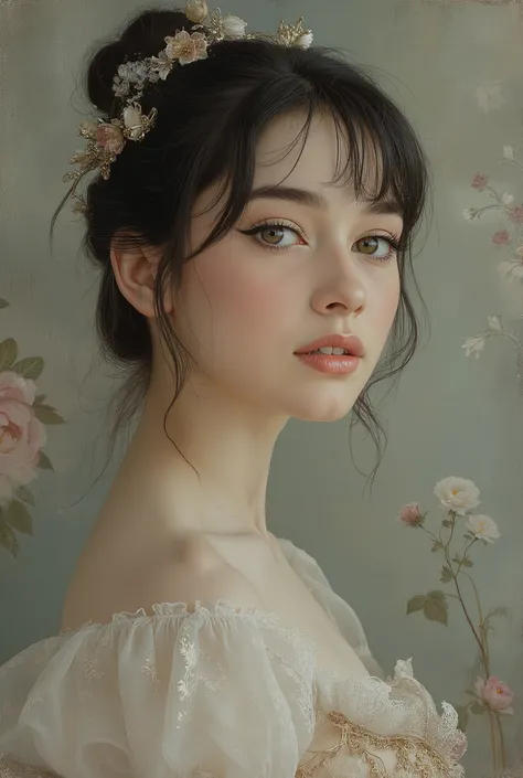 (highres,masterpiece:1.2),(realistic:1.37)"(best quality, highres, ultra-detailed, realistic),beautiful 19th-century portrait of a 16-year-old French ballet dancer, (She is half French and half Japanese, and is a stunning beauty with dark blue eyes and a h...
