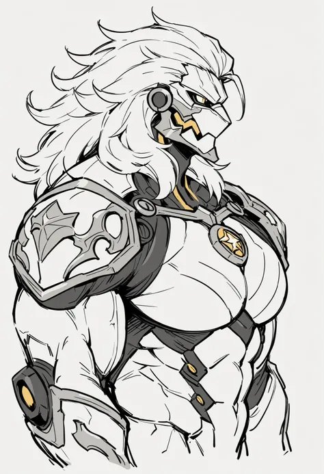 masterpiece, best quality, amazing quality, very aesthetic, humanoid warforged, dnd warforged, fantasy, short mane, detailed musculature, muscles made of wires, chest arms and legs coverd by scaly armor, balanced yet muscular physique, detailed muscles, th...