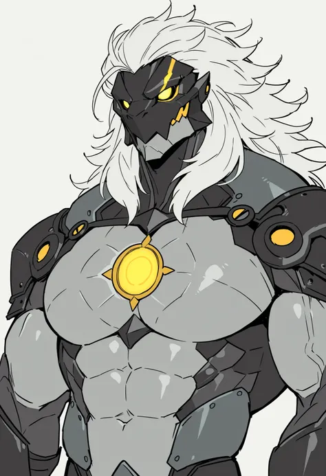 masterpiece, best quality, amazing quality, very aesthetic, humanoid warforged, dnd warforged, fantasy, short mane, detailed musculature, muscles made of wires, chest arms and legs coverd by scaly armor, balanced yet muscular physique, detailed muscles, th...