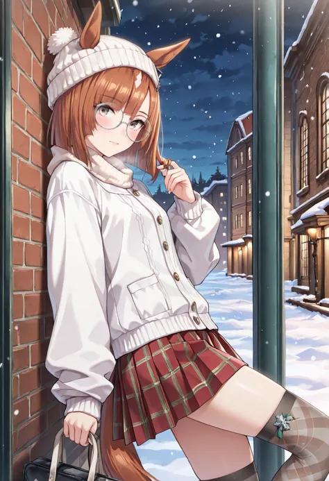 (masterpiece, best quality, perfect face:1.4), wide angle, ikuno dictus \(umamusume\), 1girl, glasses, ear ornament, horse tail, tail on the lower back, proportional body, proportional,1 girl, beautiful hair, beautiful face, beautiful detailed eyes, beauti...