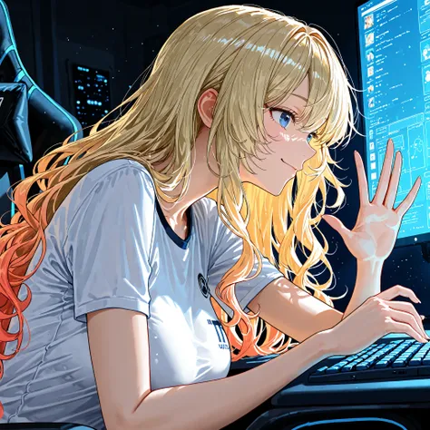 (perfect fine hands with only five fingers for hand),unholy-aesthetic , unholy-detailing , masterpiece , best quality , high quality , newest , highres , 8K , HDR , absurdres, Side view, Anime style, beautiful girl with long wavy auburn hair lounging in pr...