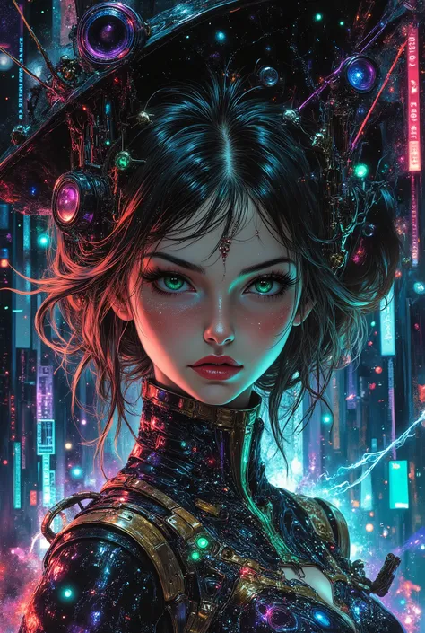 (masterpiece: 1.2, EXCEPTIONAL QUALITY, mirror image, cinematic effect, photorealistic: 2.0, raw photos: 2.0, Super detail),8K,desktop wallpaper, (Representation of drawings using holograms: 2.0), (Beautiful woman: 2.0),female streamer surrounded by a huge...