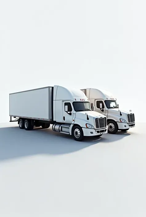 Generate an image of the left side of 4：3's，white trucks with no background，realistic style
