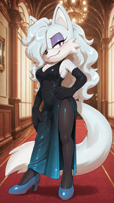 masterpiece, best quality, amazing quality, very aesthetic, high resolution, ultra-detailed, absurdres, newest, scenery, furry, anthro, sonic \(series\), 1girl, female furry, fox, purple eye, white fur, white body, medium breasts, hips, thighs, long hair, ...