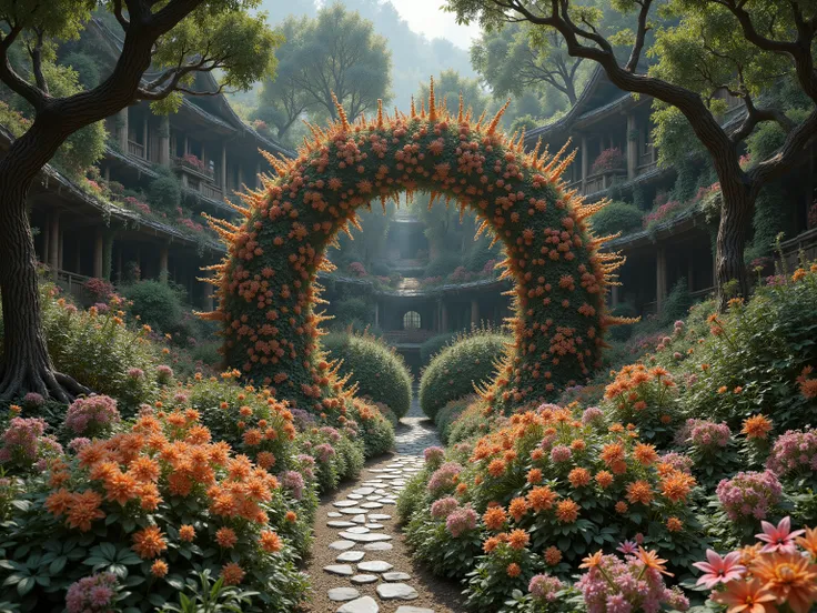 (masterpiece:1.4), (best quality), (ultra-detailed), (photorealistic:1.3),
(fractal garden:1.5), (infinite recursion:1.4), (mathematical beauty:1.3),

mind-bending garden where EVERY PLANT IS A FRACTAL OF ITSELF, zooming in 
on flower petal reveals identic...