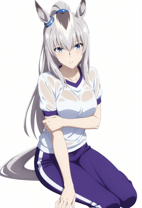 Oguri,,Uma Musume, cowboy shot, traditional media, light embarrassed, covering private,((dutch angle)),from above,
high quality , Highest Quality , masterpiece, high resolution , detailed face( Lola: Oguri),anatomically accurate, detailed hair(Lola: Ogur...