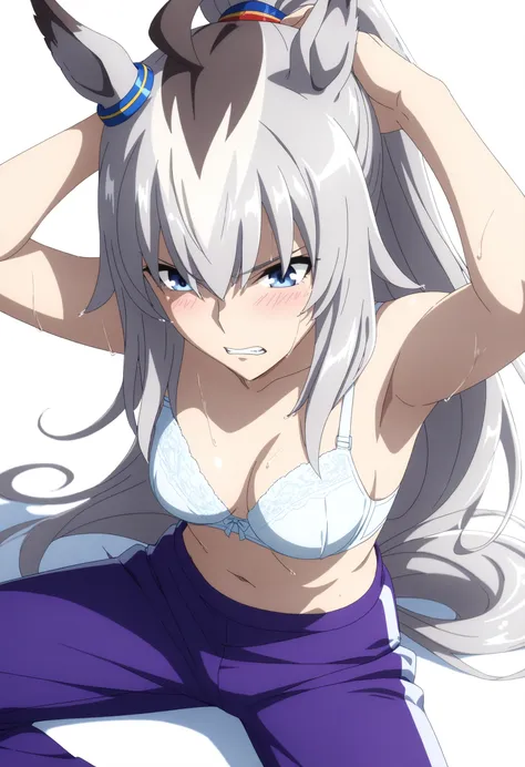 Oguri,,Uma Musume, cowboy shot, traditional media, embarrassed, ((arms up)),(from above),((grimace)),
high quality , Highest Quality , masterpiece, high resolution , detailed face( Lola: Oguri),anatomically accurate, detailed hair(Lola: Oguri) ,Detailed ...