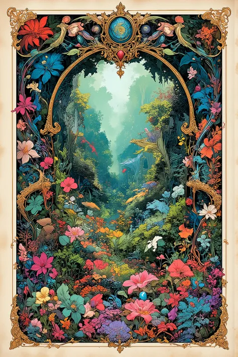 Medieval Text,This is a high quality masterpiece in watercolor style.. ファンタジーコメディanime、Greatest Masterpiece、top quality、best masterpiece、top quality、live-action、 shade、Greatest Masterpiece、top quality、anime、Otherworldly Underwater Gardens、Plants and Flower...