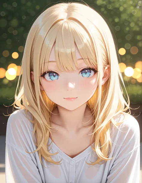 masterpiece, best quality, very aesthetic, 1girl,, solo, depth of field, bokeh, blonde hair, blue eyes