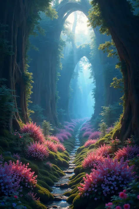 Otherworld Garden, out of this world, fantasy garden, Lush fantasy garden,magical overgrown landscape,ethereal floral wilderness,otherworldly dreamscape,mystical botanica,enchanted flora,celestial garden,fantastical foliage,whimsical vegetation,vibrant chr...