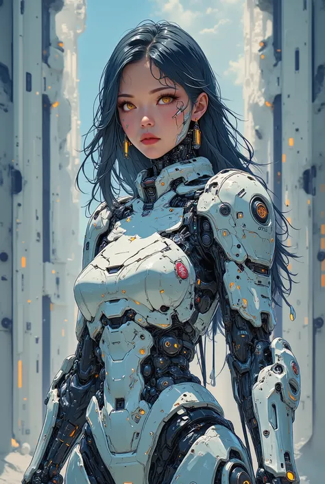 ((colourful photograph) of (perfect Asian cyberpunk girl))), (((wearing incredibly detailed ornate cyberpunk samurai armour))), ((LED lights)), (shapeless long hair), perfect features, ((cowboy shot, dynamic pose)), (((starship interior))), (((Jim Burns a...