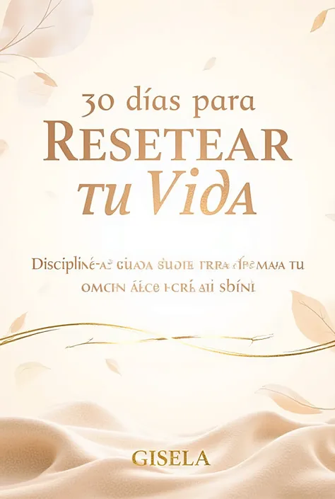aidmatextimprover,book_cover, title "30 días para Resetear tu Vida" written by "Gisela", nude minimalist background, soft beige and cream tones, warm lighting, gentle gradients, subtle paper texture, calm and elegant atmosphere, wellness aesthetic, mindful...