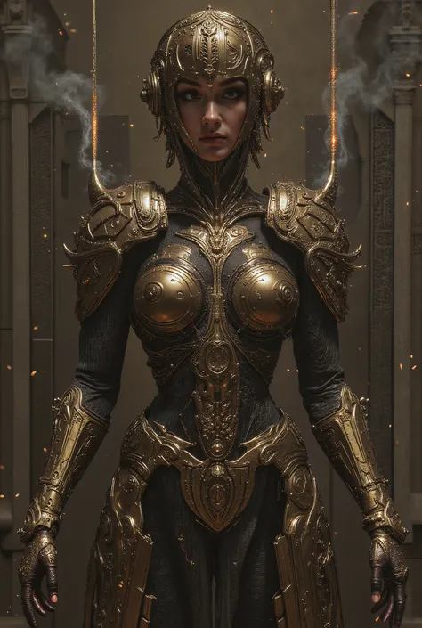 female warriors appearing in the cyberpunk worldview。彼の体は人間とOf the machine融合体です、some are integrated with weapons。many wires can be seen on the neck、symbols and numbers engraved on the sides of my forehead and body、exquisitely crafted armor parts、there are ...