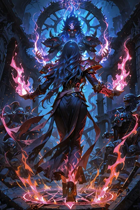 Many monsters, orde of monsters, (magic_circle:1.1),(flames / fire effect:1.1),(sparkles / particles:1.1),(aura / energy aura:1.1),chiaroscuro, painterly lighting, digital painting,ultra-detailed, high detail, best quality, masterpiece, sharp focus, detail...