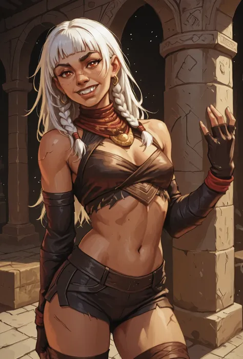 Frau sieht aus wie Annette aus Castlevania Nocturne. Cute bat-girl. Anthro. Shiny black (latex) Haut. Bat-ears. Sie hat eine waagerechte Narbe über der Nase. Sie hat spitze Zähne. Spitze Fangzähne in ihrem Mund. Ihr Körper ist athletisch, mit Muskeln und B...