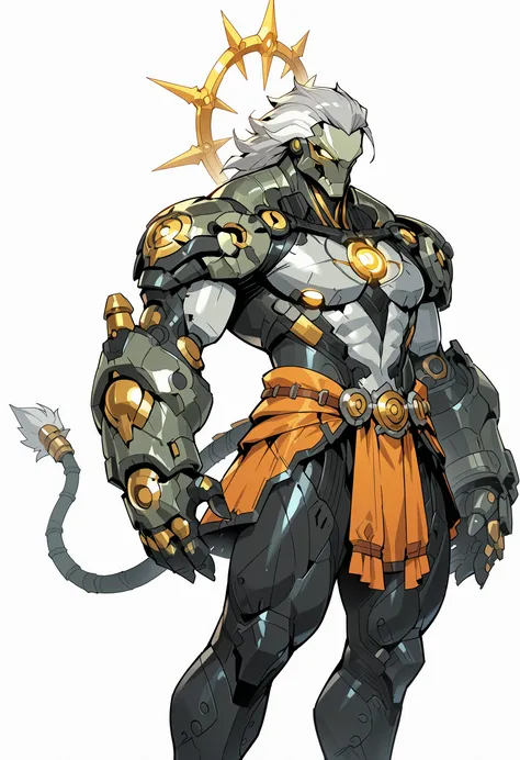 masterpiece, best quality, amazing quality, very aesthetic, 1 man, dnd warforged, fantasy, short hair, bicolor hair, grey hair, white hair, detailed musculature, mechanical imitstion of muscles, balanced yet muscular physique, thick arms, strong legs, wide...