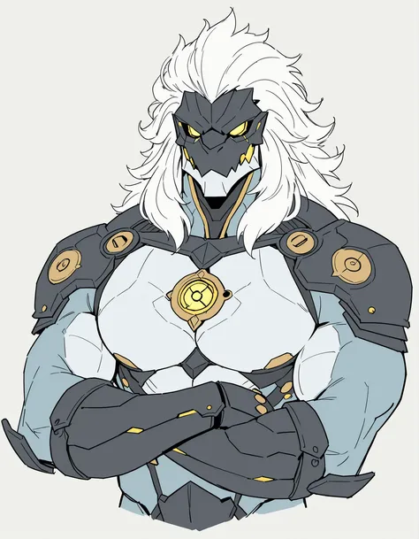 masterpiece, best quality, amazing quality, very aesthetic, humanoid warforged, dnd warforged, fantasy, short mane, detailed musculature, muscles made of wires, chest arms and legs coverd by scaly armor, balanced yet muscular physique, detailed muscles, th...