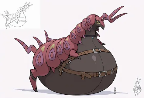 full body, furry scolipede, wide bottom, heavy bottom, wided legs,short digitigrade leg, giant pearshape body, no nipple,detailed face,4k ultfigurelity, (4k half body view:1.0),(detailed face),(cute face),ultra high detailed body,feral scolipede,enormous b...