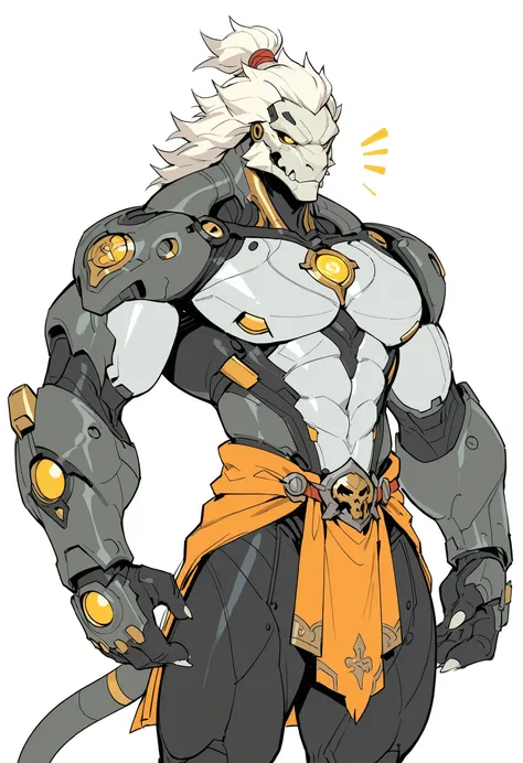 masterpiece, best quality, amazing quality, very aesthetic, 1 boy, dnd warforged, anthro, Banyue, fantasy, mechanical imitation of muscles, balanced physique, tail, mechanical detailed face, mechanical body, simple white background, sketch, 
