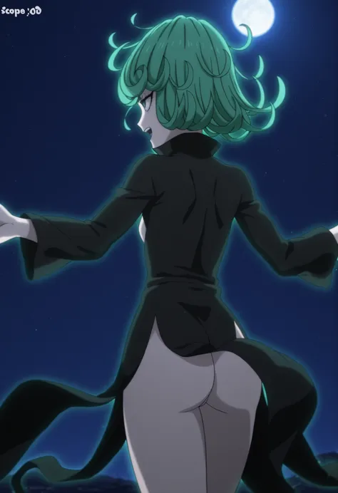 score_9, score_8_up, score_7_up,anime_screenshot,OFFICIAL ART,anime coloring,masterpiece, Highest Quality, Amazing Quality,uncensored,BREAK,1girl,solo,tatsumaki, tatsumaki (one-punch man), green hair, green eyes, short hair, curly hair, mature female, smal...