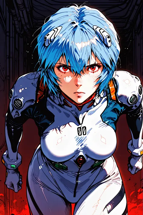 retro_artstyle,
highly detailed eyes, perfect eyes, cowboy shot,
Highest Quality, details, Newest, AI-generated, Ultra High Resolution,
curvilinear, anatomically correct, detailsな肌, less eye blow, (1 mature female, solo, Ayanami Rei, short hair, blue ha...