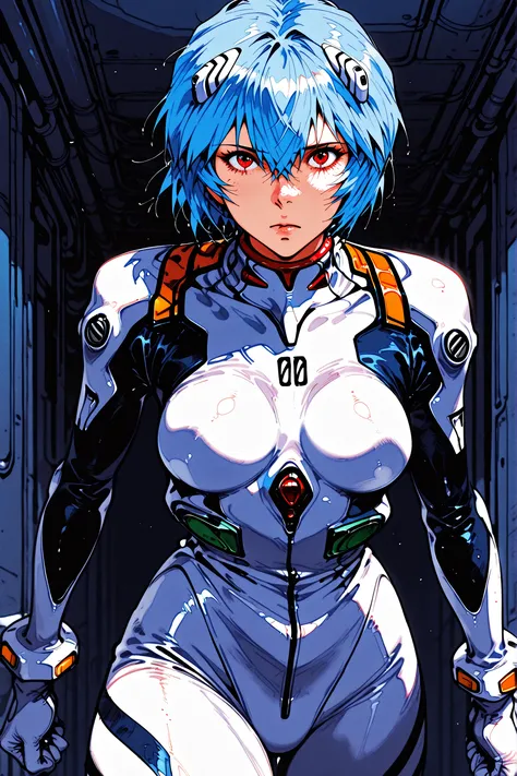 retro_artstyle,
highly detailed eyes, perfect eyes, cowboy shot,
Highest Quality, details, Newest, AI-generated, Ultra High Resolution,
curvilinear, anatomically correct, detailsな肌, less eye blow, (1 mature female, solo, Ayanami Rei, short hair, blue ha...
