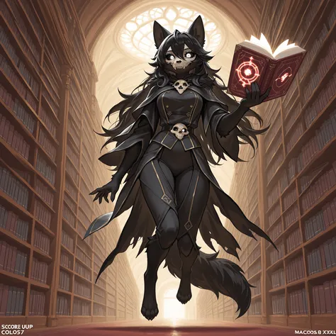 score_9, score_8_up, score_7_up, score_6_up, BREAK, rich colors, high quality, masterpiece, best quality, amazing quality, very aesthetic, absurdres, 1 girl, source furry, MaloSCPXL, anthro furry, furry female, body fur, black fur, head skull, white eyes, ...